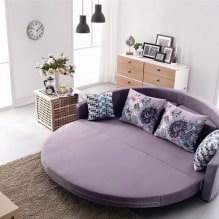 Violetti sohva sisätiloissa: tyypit, verhoilumateriaalit, mekanismit, muotoilu, sävyt ja yhdistelmät-1