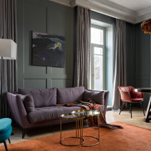 Sofa ungu di pedalaman: jenis, bahan pelapis, mekanisme, reka bentuk, warna dan kombinasi-5