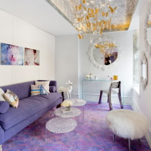 Ghế sofa màu tím trong nội thất: loại, vật liệu bọc, cơ chế, thiết kế, sắc thái và sự kết hợp-7
