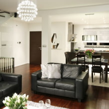 Sofa đen trong nội thất: vật liệu bọc, sắc thái, hình dạng, ý tưởng thiết kế, sự kết hợp-3