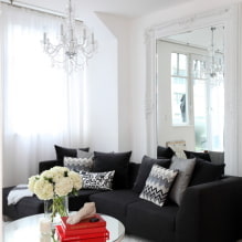 Sofa đen trong nội thất: vật liệu bọc, sắc thái, hình dạng, ý tưởng thiết kế, sự kết hợp-5