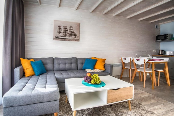 Sofa dengan ottoman: jenis, reka bentuk, bentuk, warna, bahan pelapis, pilihan lokasi