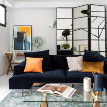 Sofa trong phòng khách: thiết kế, chủng loại, vật liệu, cơ chế, hình dạng, màu sắc, lựa chọn vị trí-0