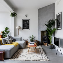 Sofa i stuen: design, typer, materialer, mekanismer, former, farver, valg af sted-1