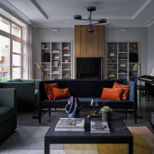 Sofa i stuen: design, typer, materialer, mekanismer, former, farver, valg af sted-3