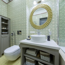 Jubin bilik mandi: petua untuk memilih, jenis, bentuk, warna, reka bentuk, tempat hiasan-1
