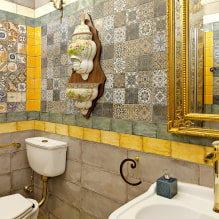 Jubin bilik mandi: petua untuk memilih, jenis, bentuk, warna, reka bentuk, tempat hiasan-4