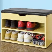 Поставка за обувки в коридора: съвети за избор, видове, форми, материали, цветове-1