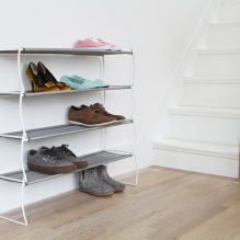 Stojan na boty na chodbě: tipy pro výběr, typy, tvary, materiály, barvy-3