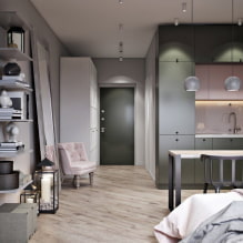 Design studio-appartement 30 m² m. - interieurfoto's, ideeën voor meubelarrangementen, verlichting-0