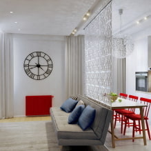 Dizajnový štúdiový apartmán 30 štvorcových. m. - interiérové ​​fotografie, nápady na usporiadanie nábytku, osvetlenie-5