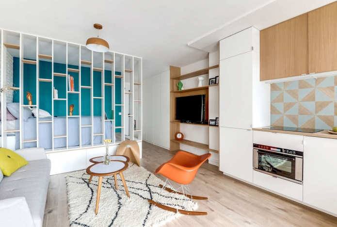 Studijos tipo apartamentų dizainas 25 kv. m. - interjero nuotraukos, projektai, išdėstymo taisyklės