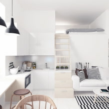 Dizaina studijas tipa dzīvoklis 20 kv. m. - interjera foto, krāsas izvēle, apgaismojums, izkārtojuma idejas-2