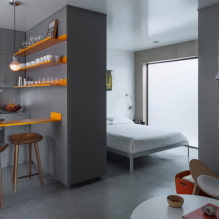 Dizaino studijos tipo apartamentai 20 kv. m. - interjero nuotrauka, spalvos pasirinkimas, apšvietimas, išdėstymo idėjos-8