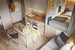Design studio apartment 20 sq. m. - photo of the interior, choice of color, lighting, ideas of arrangement