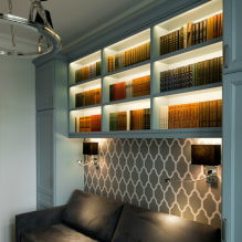 Librerie e scaffali: tipi, materiali, colore, disposizione nella stanza, design-5