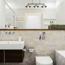 מדפים בחדר האמבטיה: סוגים, עיצוב, חומרים, צבעים, צורות, אפשרויות מיקום -0