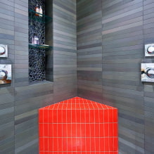 Prestatges al bany: tipus, disseny, materials, colors, formes, opcions de col·locació-2