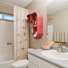 מדפים בחדר האמבטיה: סוגים, עיצוב, חומרים, צבעים, צורות, אפשרויות מיקום -3