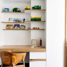 Рафтове в детската стая: видове, материали, дизайн, цветове, опции за пълнене и местоположение-0