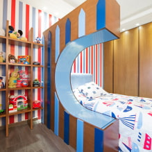 Рафтове в детската стая: видове, материали, дизайн, цветове, опции за пълнене и местоположение-2
