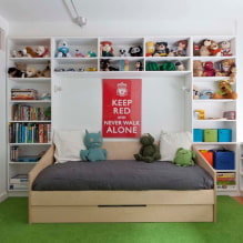 Рафтове в детската стая: видове, материали, дизайн, цветове, опции за пълнене и местоположение-8