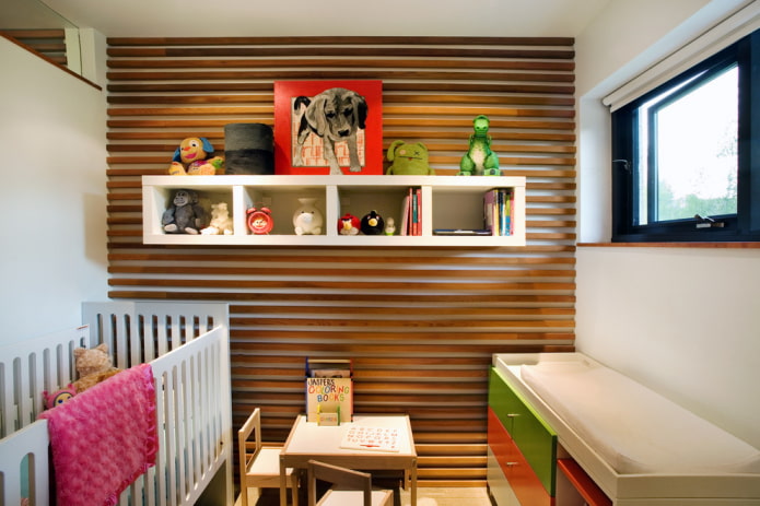 Рафтове в детската стая: видове, материали, дизайн, цветове, опции за пълнене и местоположение