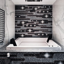 Bilik mandi hitam dan putih: pilihan kemasan, lekapan paip, perabot, reka bentuk tandas-5