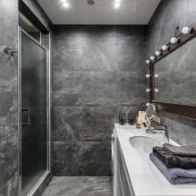 Bilik mandi gaya loteng: pilihan kemasan, warna, perabot, paip dan hiasan-1