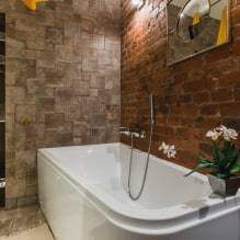 Podkrovná kúpeľňa: výber povrchových úprav, farieb, nábytku, vodovodných potrubí a dekorácií-4