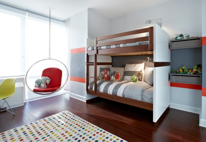 Vaikų kambarys dviem berniukams: zonavimas, išplanavimas, dizainas, dekoravimas, baldai