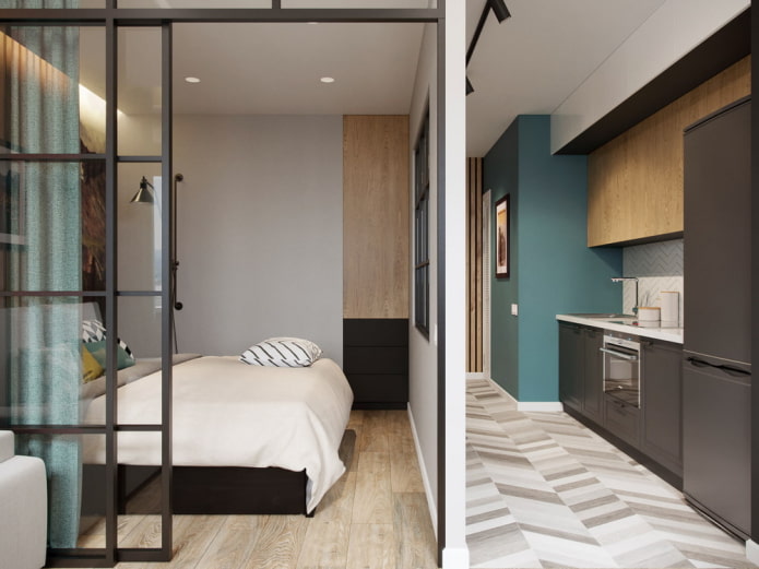 Apartament 40 mp m. - idei moderne de design, zonare, fotografii în interior