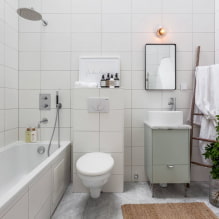 Balta vannas istaba: dizains, kombinācijas, apdare, santehnika, mēbeles un dekors-2