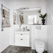 חדר אמבטיה לבן: עיצוב, שילובים, קישוטים, אינסטלציה, ריהוט ועיצוב -5