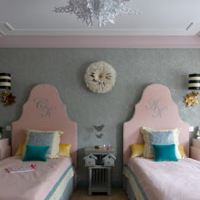 Una stanza per due ragazze: design, suddivisione in zone, layout, decorazione, mobili, illuminazione-1