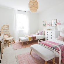 Стая за две момичета: дизайн, зониране, оформления, декорация, мебели, осветление-2