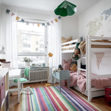 Una habitació per a dues noies: disseny, zonificació, dissenys, decoració, mobles, il·luminació-4