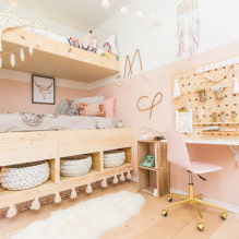 Стая за две момичета: дизайн, зониране, оформления, декорация, мебели, осветление-5