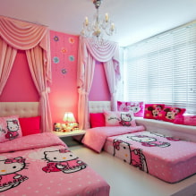 Et værelse til to piger: design, zoneinddeling, layout, dekoration, møbler, belysning-6