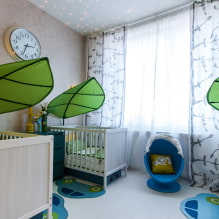 Bērnu istaba trim bērniem: zonējums, padomi par iekārtošanu, mēbeļu izvēli, apgaismojumu un dekoru-5