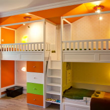 Habitació infantil per a tres nens: zonificació, assessorament en l’arranjament, elecció de mobles, il·luminació i decoració-8