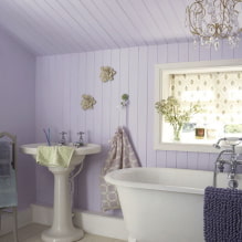Violetti ja lila kylpyhuone: yhdistelmät, sisustus, huonekalut, putkityöt ja sisustus-2
