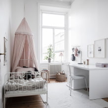 Bērnu istaba baltā krāsā: kombinācijas, stila izvēle, apdare, mēbeles un dekors-4
