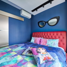 Modrá ložnice: odstíny, kombinace, výběr povrchových úprav, nábytek, textil a osvětlení-3