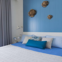 Phòng ngủ màu xanh lam: sắc thái, sự kết hợp, lựa chọn hoàn thiện, đồ nội thất, hàng dệt và ánh sáng-6