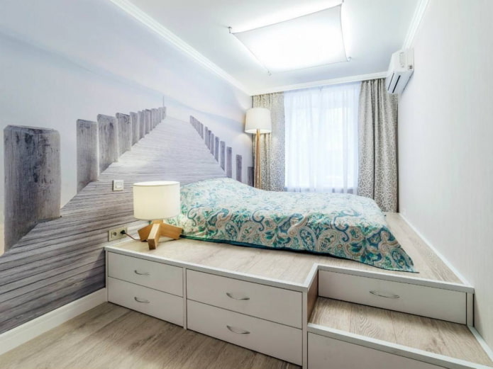 Projekt sypialni 14 m2 m. - rozkłady, aranżacja mebli, pomysły aranżacji, style