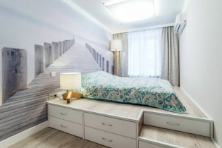 Soveværelse design 14 kvm. m. - layout, møbelindretning, idéer til arrangement, stilarter