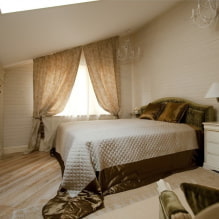 Dormitori de les golfes: zonificació i disposició, color, estils, acabats, mobles i cortines-6