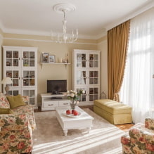 Phòng khách với tông màu be: lựa chọn hoàn thiện, đồ nội thất, hàng dệt, kết hợp và phong cách-0