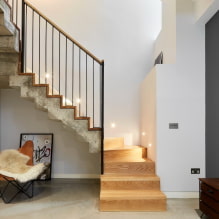 Escalier au deuxième étage dans une maison privée : types, formes, matériaux, décoration, couleur, styles-2